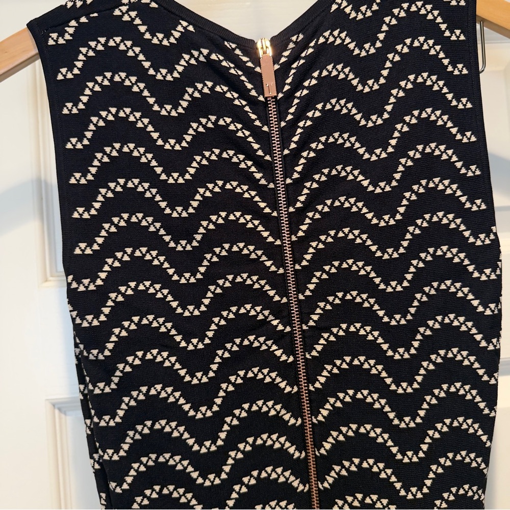 Ted Baker London Bryena Jacquard Fit-and-Flare Navy Mini Dress Size 2 - Picture 8 of 14